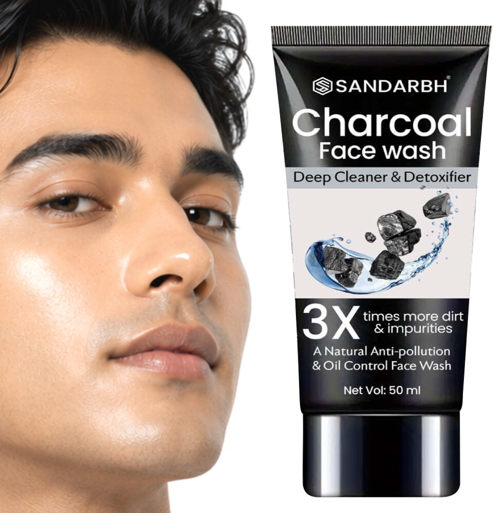 Sandarbh Anti-Pollution Detoxifying Charcoal for Clear Skin Face Wash