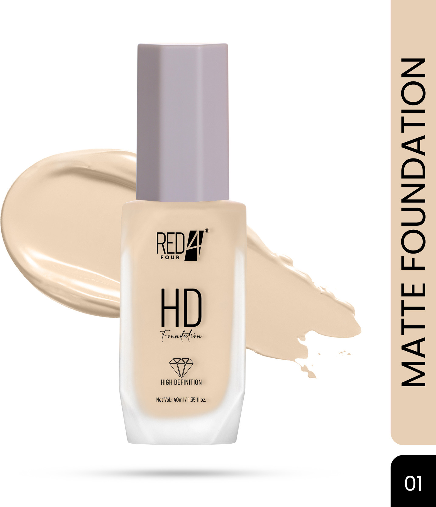 RED4 HD Foundation Long Lasting Full Coverage Waterproof Liquid Matte Foundation