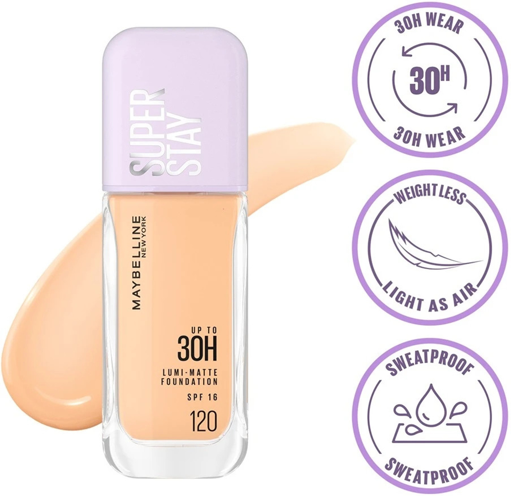 MAYBELLINE NEW YORK Super Stay Lumi Matte Foundation 30H Longwear Light As Air Foundation