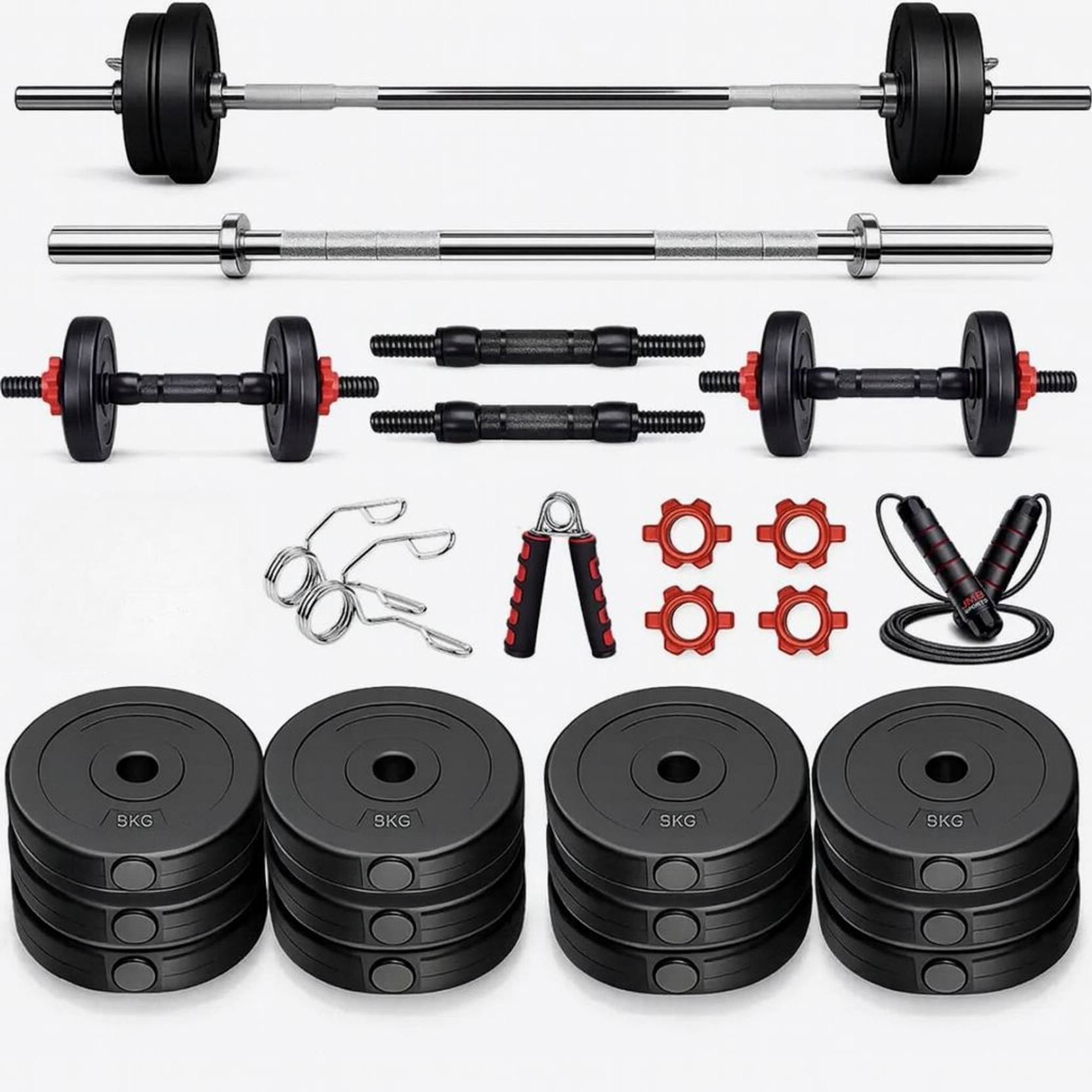 ANSH FIT 40KG PVC Plate With Straight Rod And Fitness Accessories Fitness Accessory Kit Kit