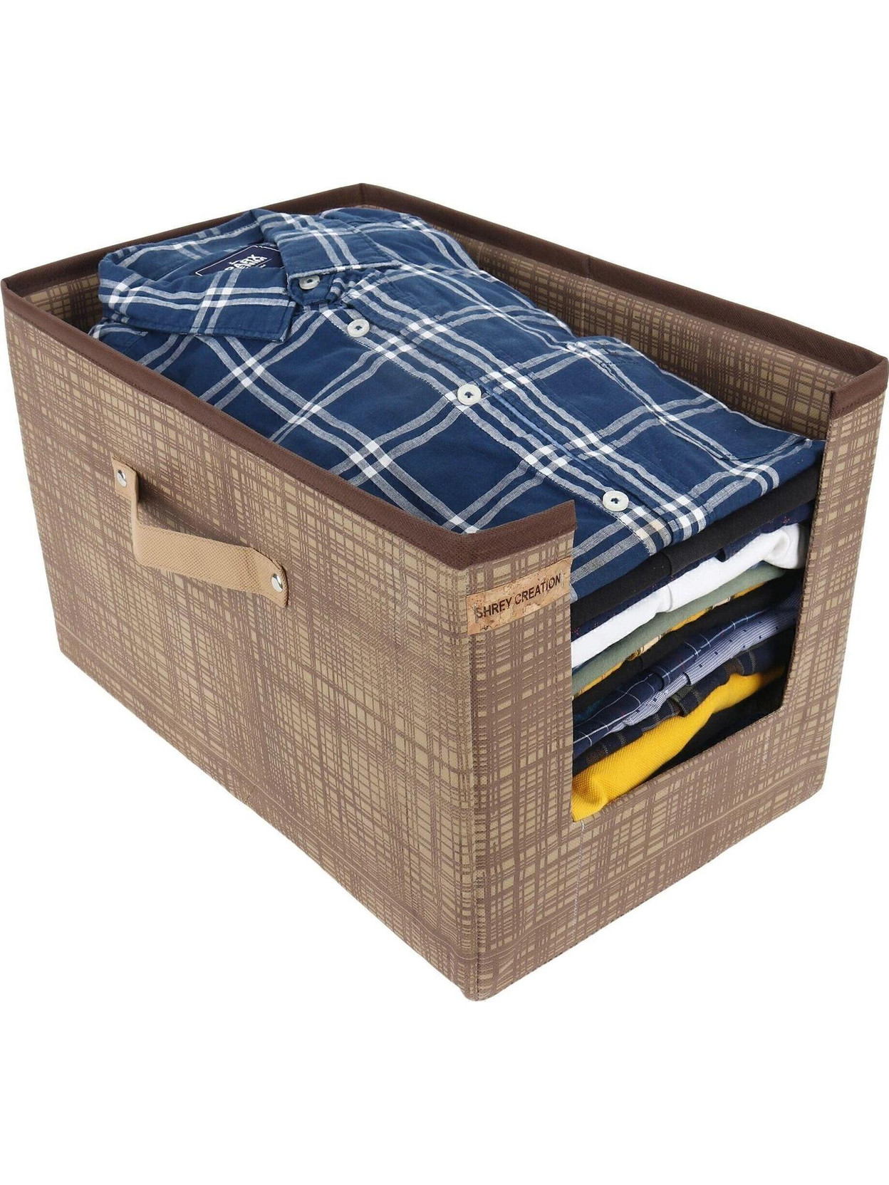 Shrey Creation Shirt Stacker Closet Organizer Box Shirts and Clothing Organizer with Handle Wardrobe Storage Organizer (Pack Of 1) BP-01