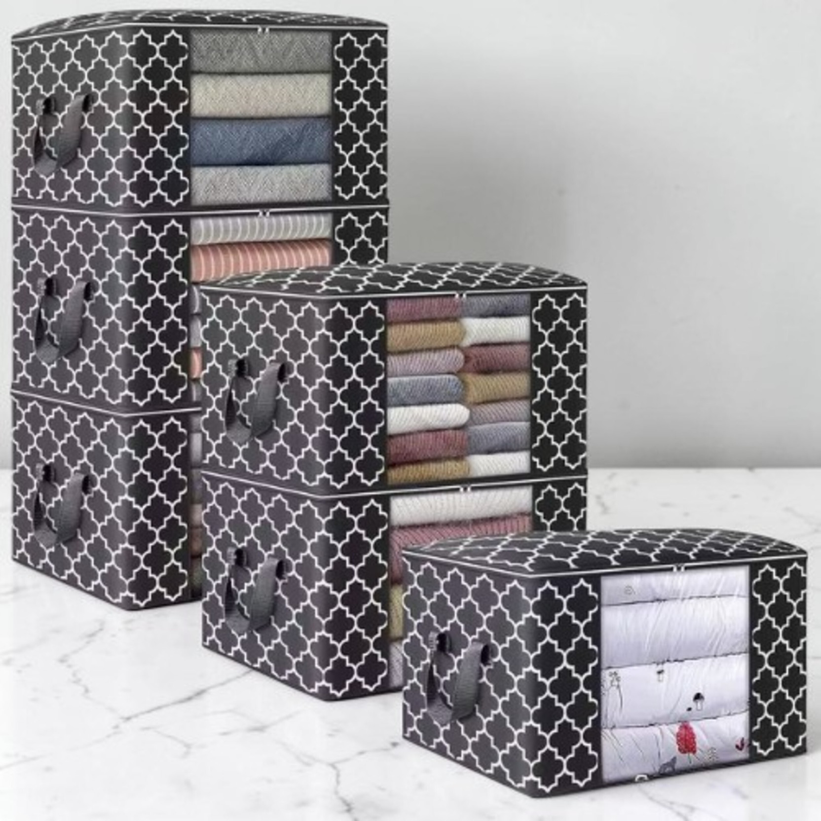 STORAZE Multipurpose Storage Usage Smart Foldable Clothing Storage Bags for Wardrobe Organization Pack of 6 Cloth cover pack of 6