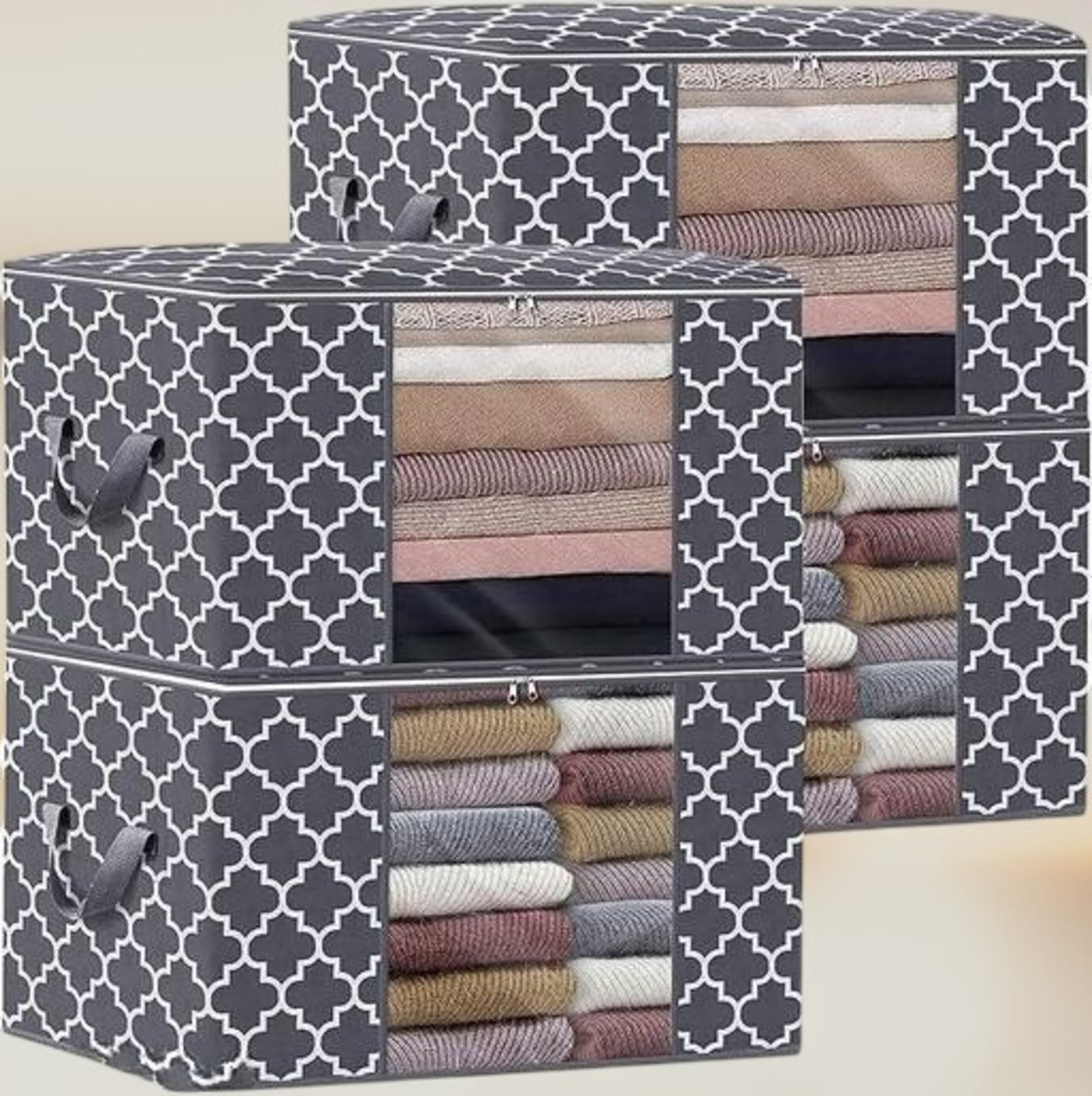 STORAZE Wardrobe Organizer Series Spacious Clothes Storage Box with Fabric - 4 CLOTH COVER PACK OF 4