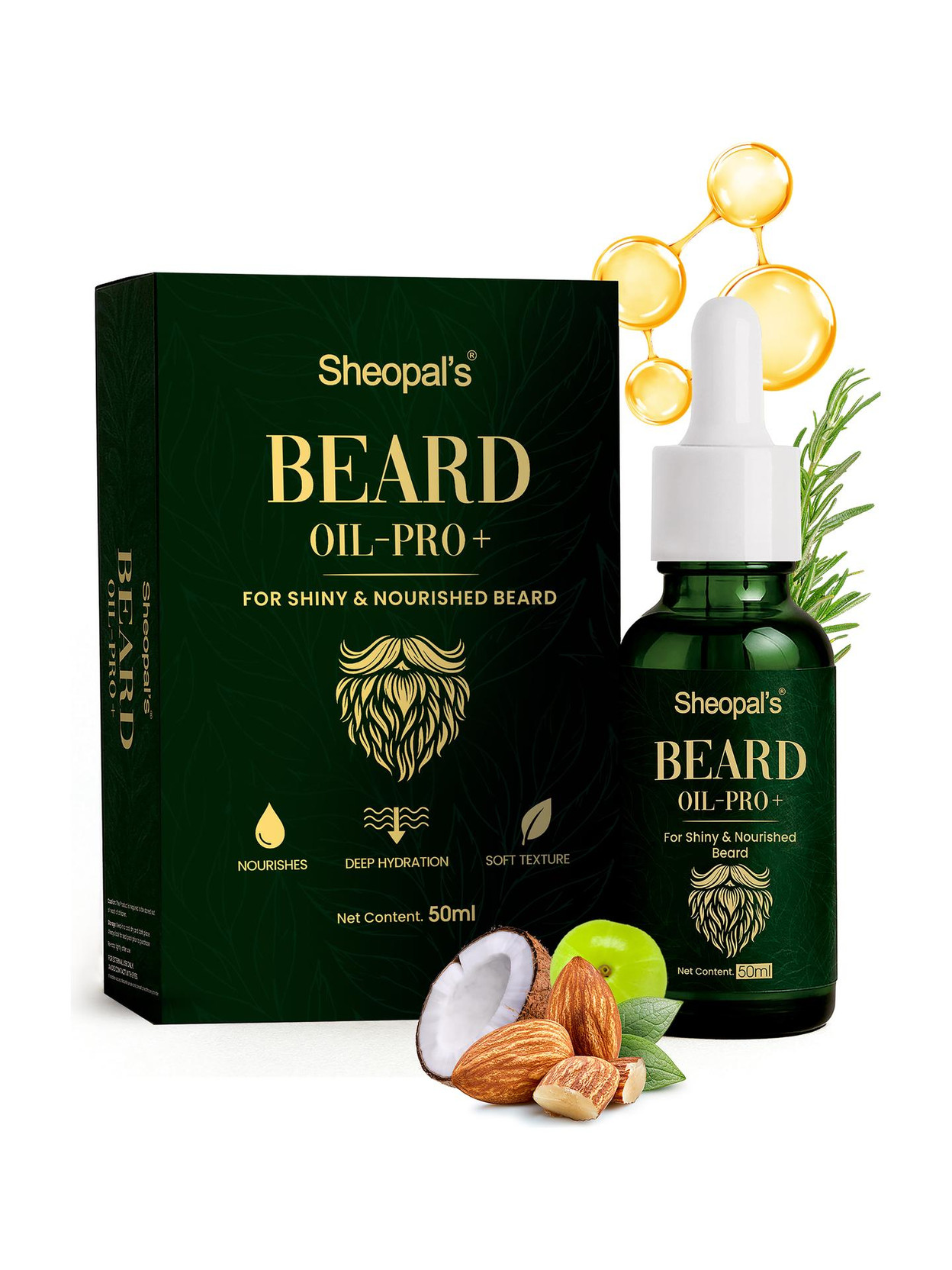 Sheopals Beard Growth Oil Pro+ for More Beard Growth with Jojoba Oil, Coconut Oil Hair Oil