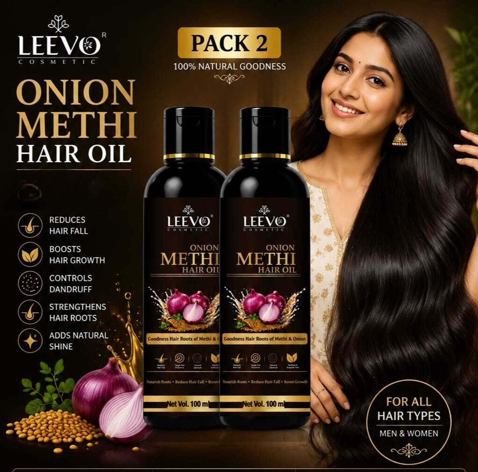 LEEVO Herbal Hair Growth Formula for Thick Hair and Healthy Scalp Protection Hair Oil