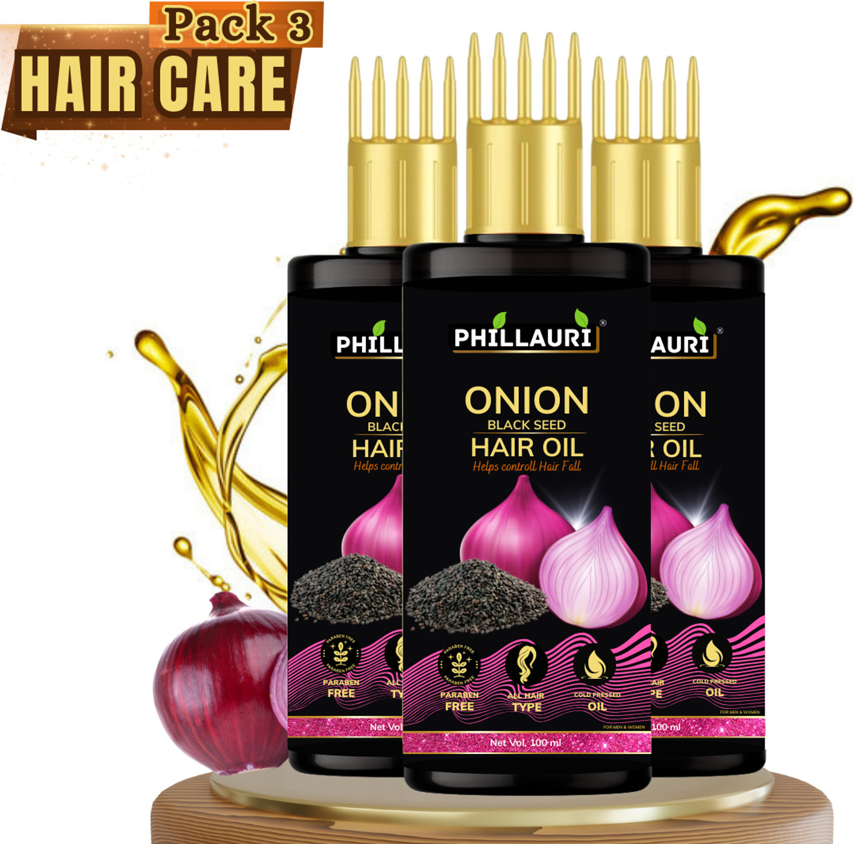Phillauri Red Blackseed Onion Hair Oil Controls Hair Fall - No Mineral Oil Hair Oil
