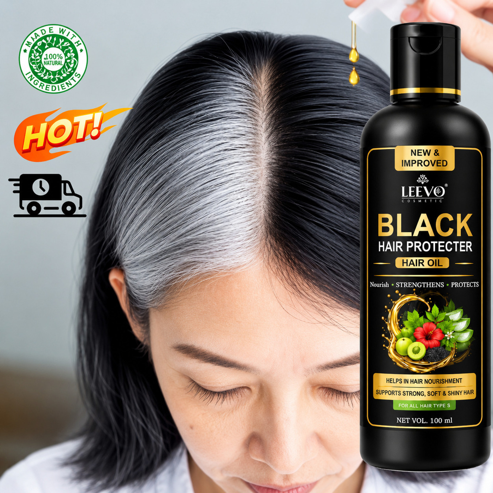 LEEVO Black hair hair oil best hair oil organic Best black hair100 ml pack1 Hair Oil