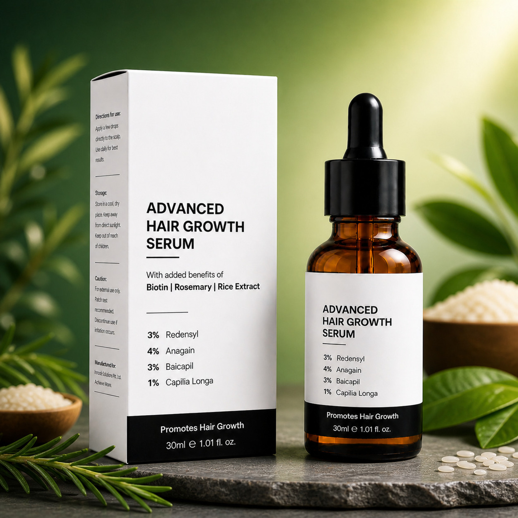 CEVLON 100% Advanced Hair Growth Serum with Redensyl, Anagain, Baicapil & Biotin