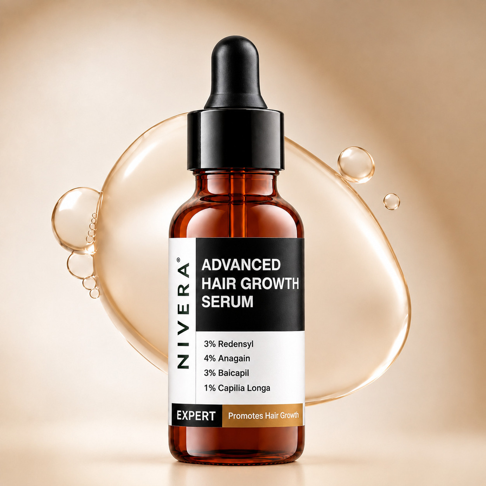 nivera Advanced Hair Growth Serum | 3% Redensyl + 4% Anagain + 3% Baicapil & Rosemary
