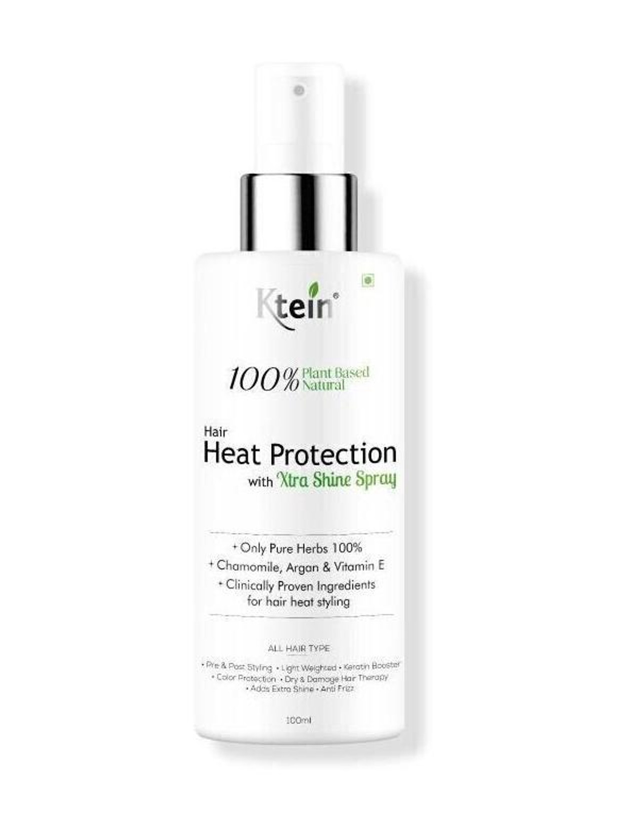 ktein 100% Plant based Natural Heat Protection Spray with EXTRA SHINE Hair Spray