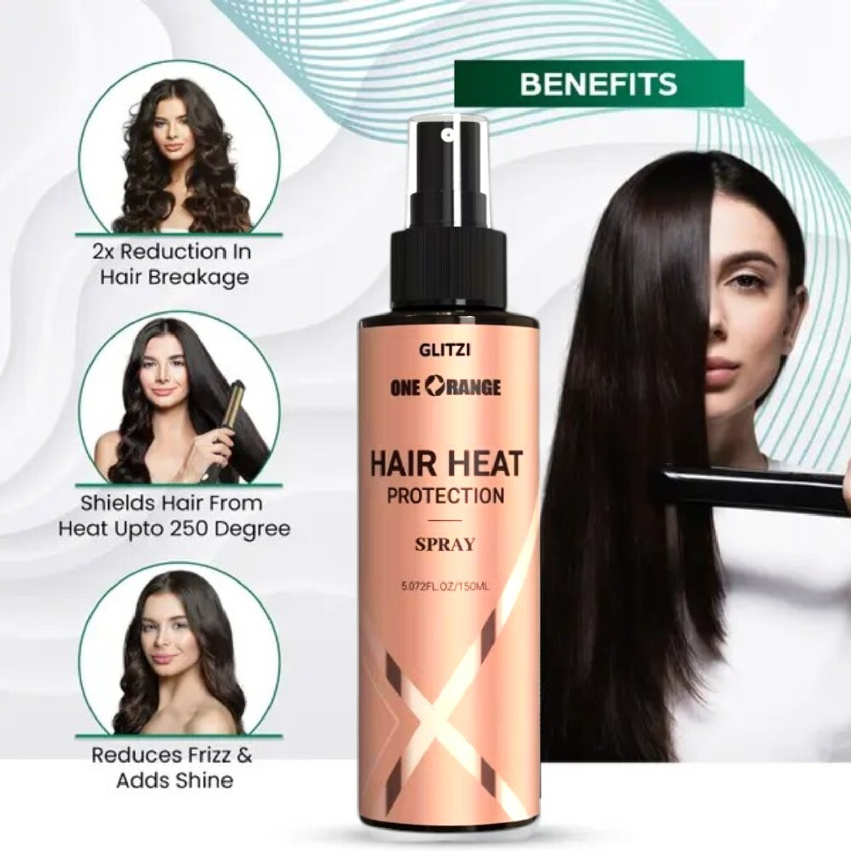 Glitzi Heat Protect Spray for Hair Styling For Men & Women a Hair Spray