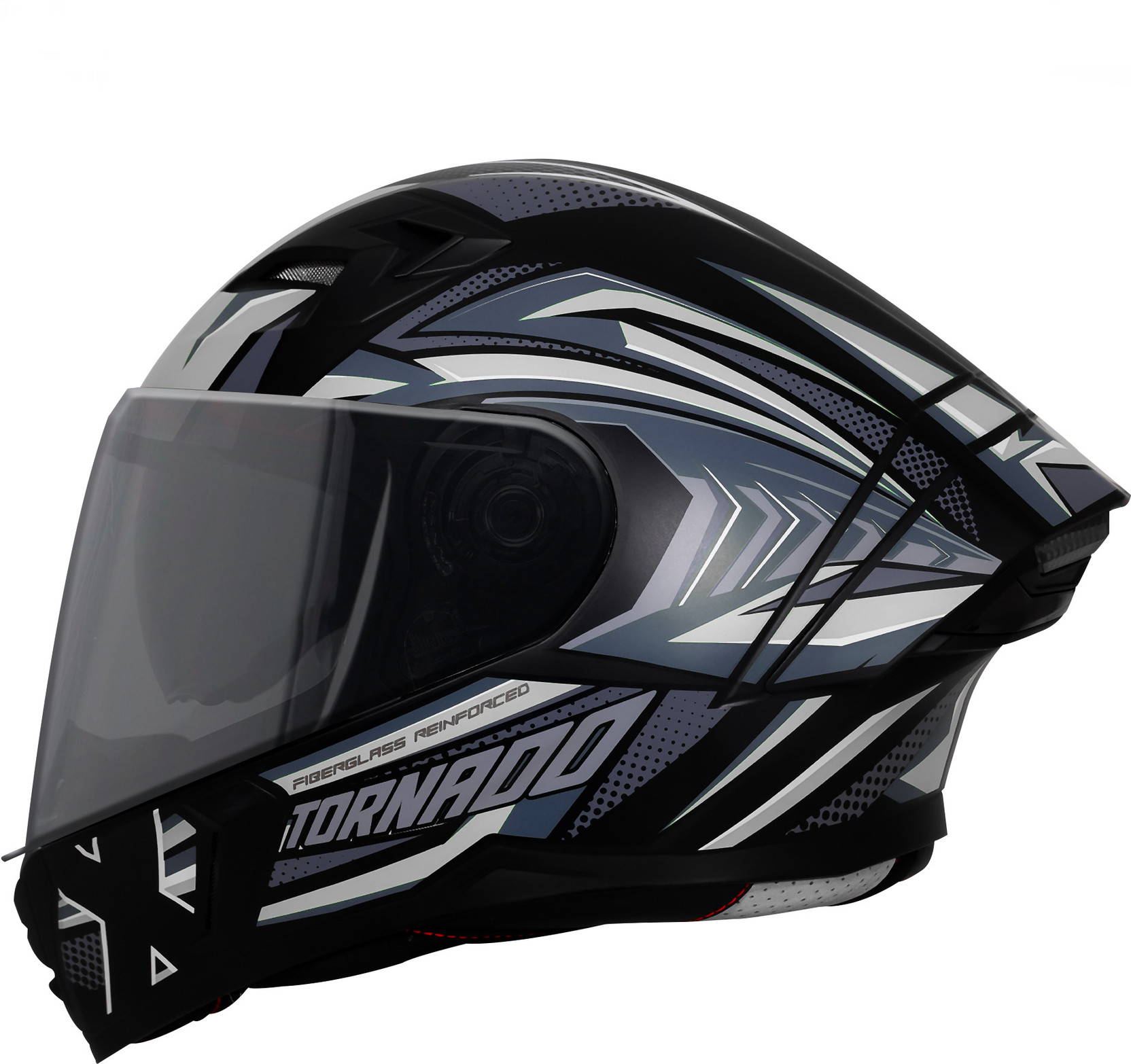 Steelbird SBA-11 Tornado Grey Reflector ISI and DOT Certified Full Face Graphic Motorbike Helmet