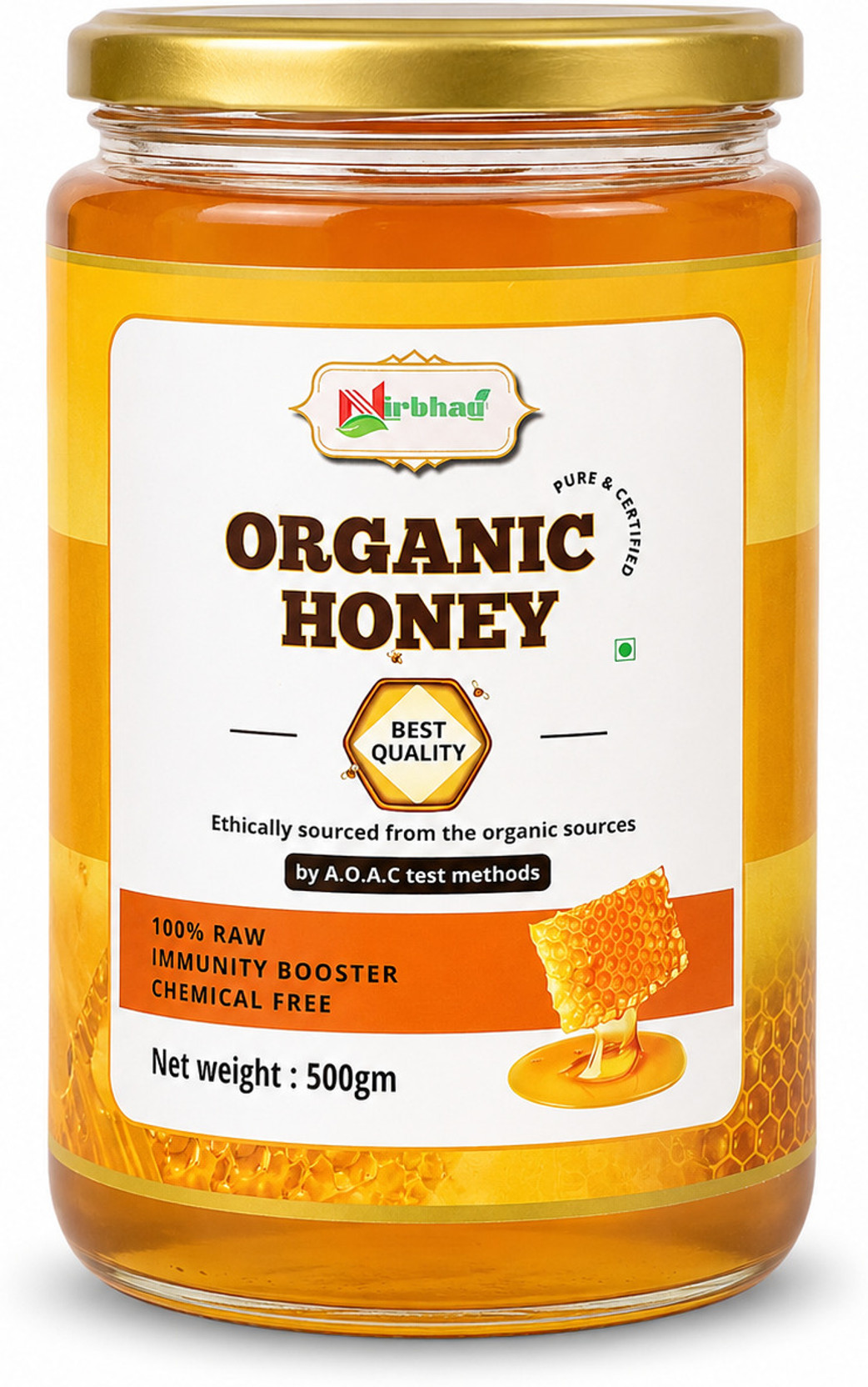 nirbhau Organic Honey, Immunity Booster | Raw Unprocessed Unheated Natural Nectar