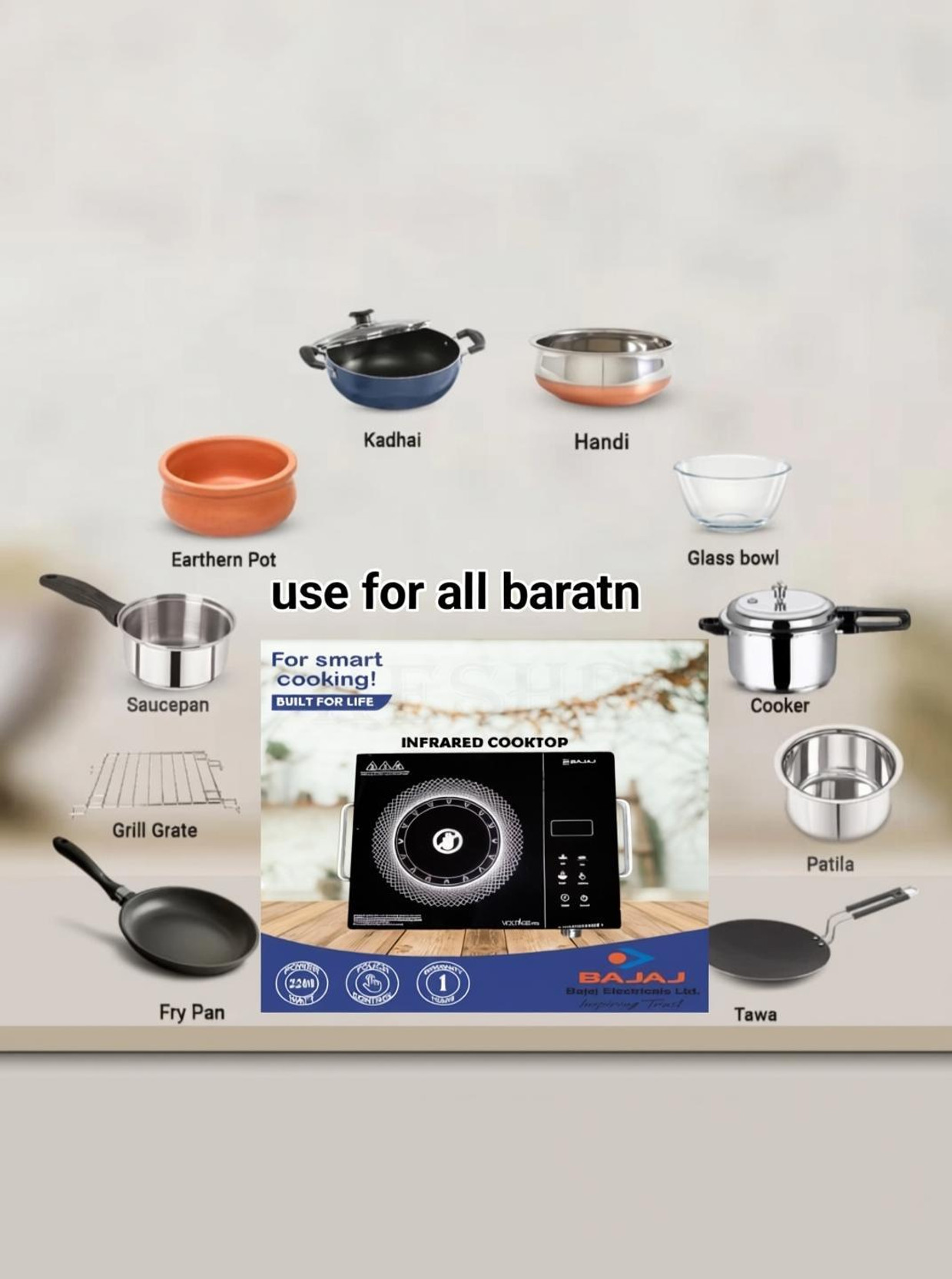 BAJAJ 2200 W Radiant Cooktop Jog Dial, Touch Panel (Black, IRX 22...more