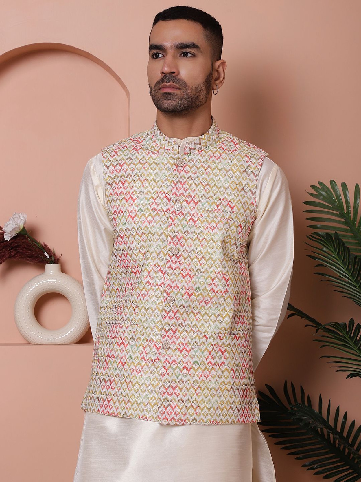 Men Printed Nehru Jacket