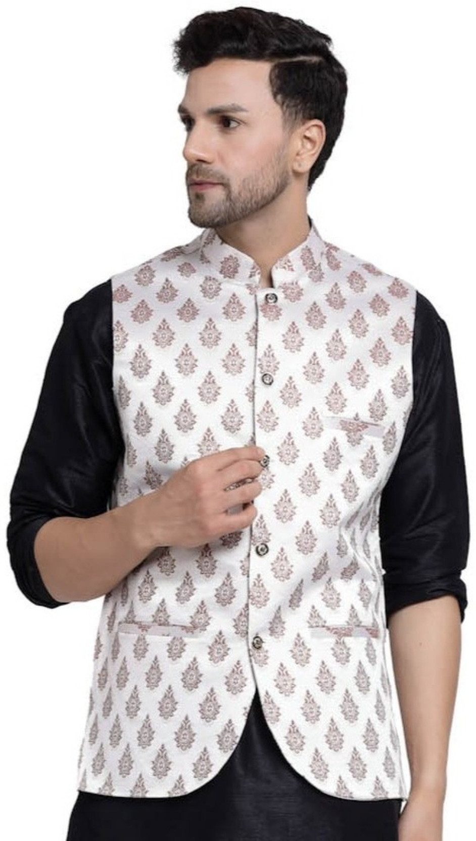 Men Woven Design Nehru Jacket