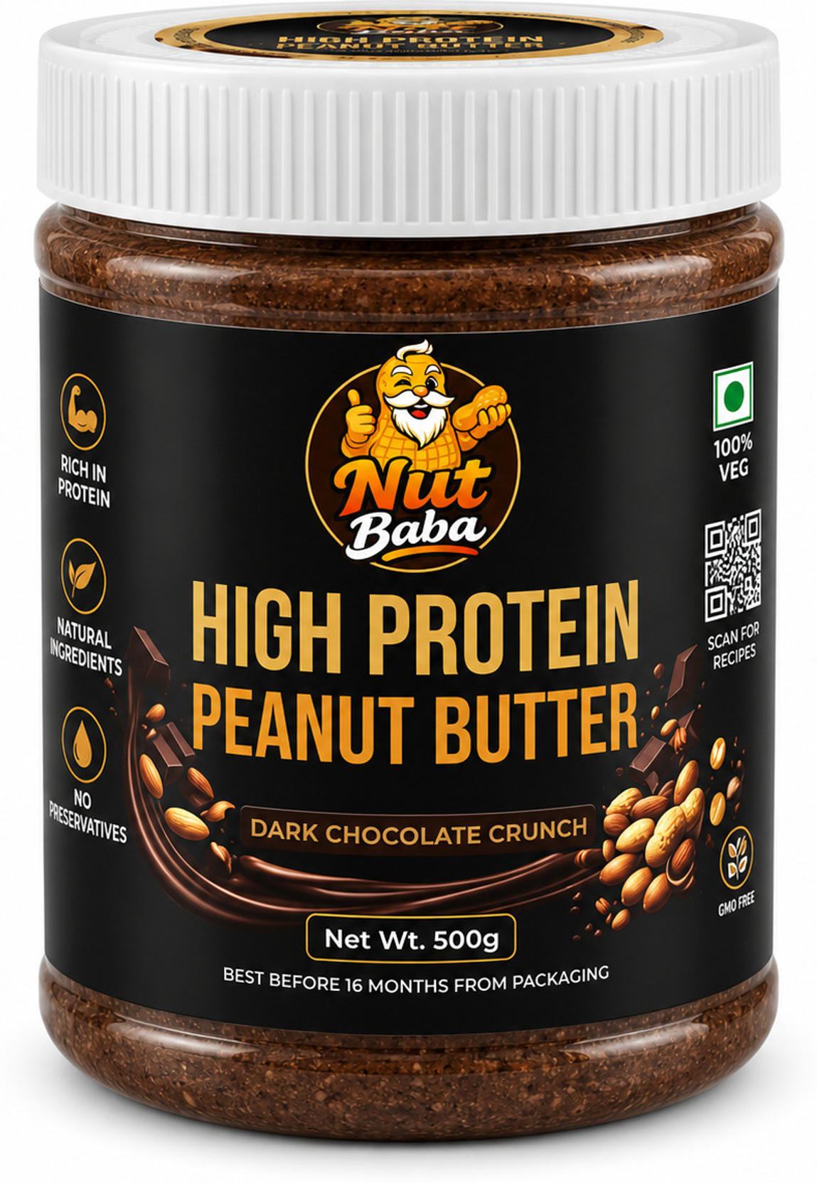 Nut Baba High Protein Peanut Butter Dark Chocolate Crunch