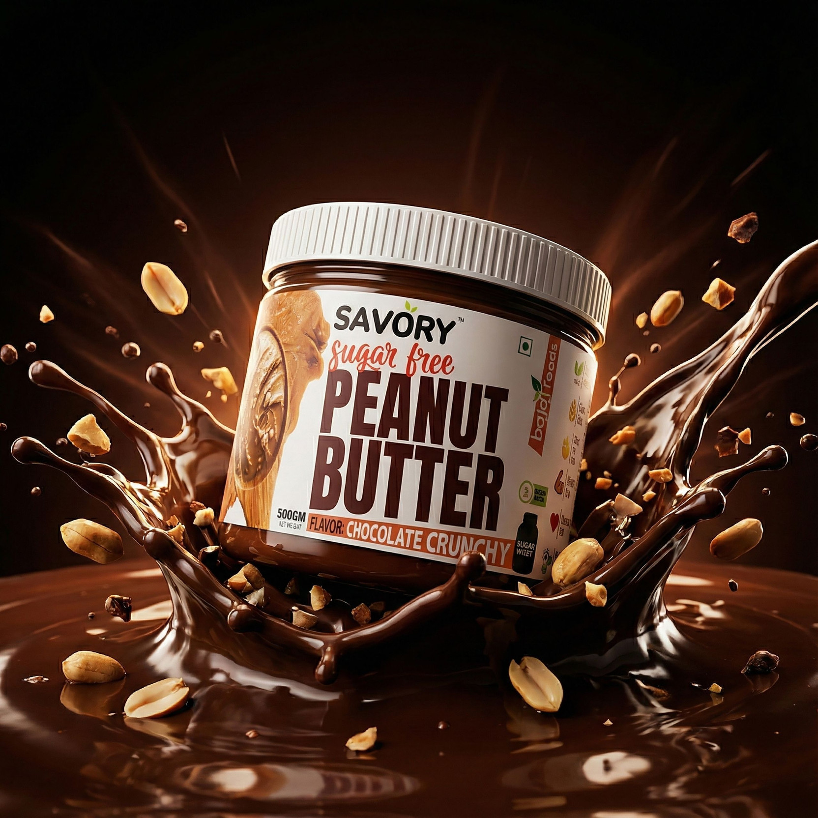 Savory (Sugar-Free) Chocolate Crunchy Peanut Butter High Protein Chocolaty Spread