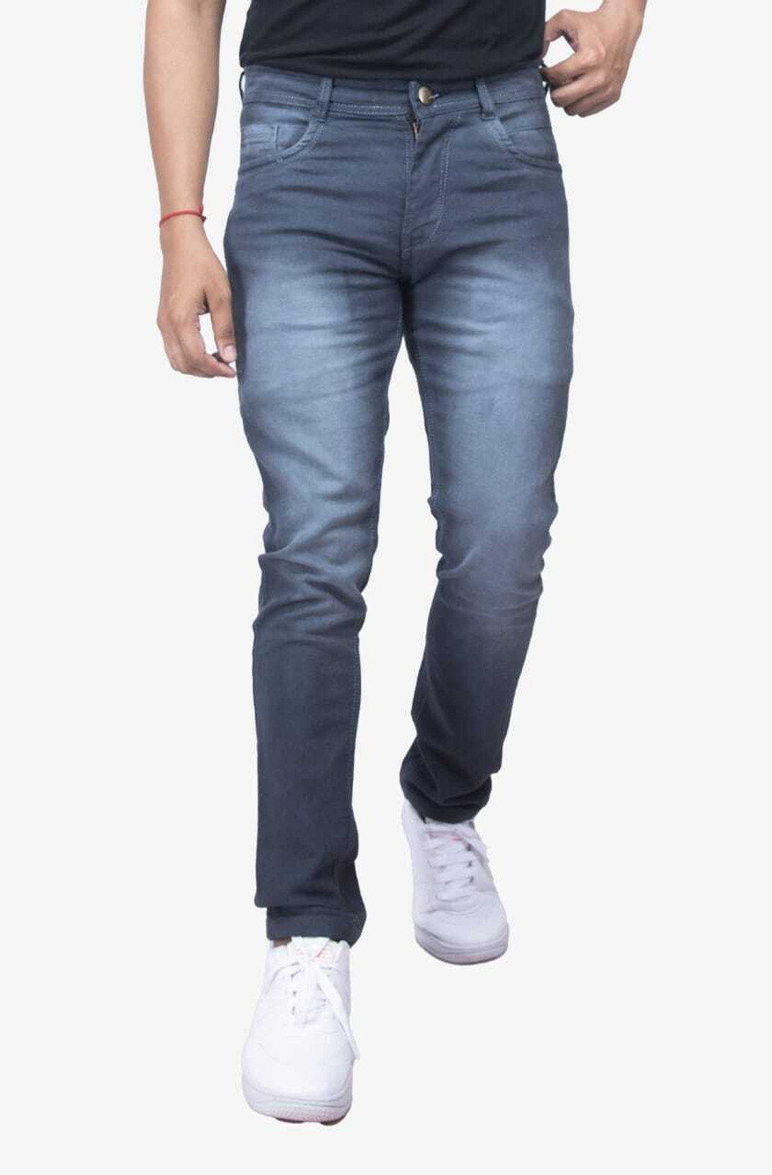 Men Slim Low Rise Dark Grey Jeans