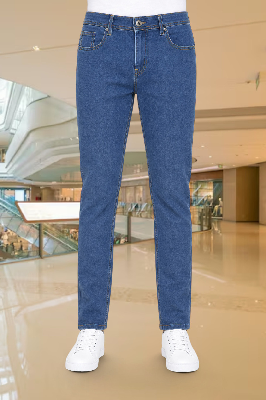 Men Slim Mid Rise Light Blue Jeans
