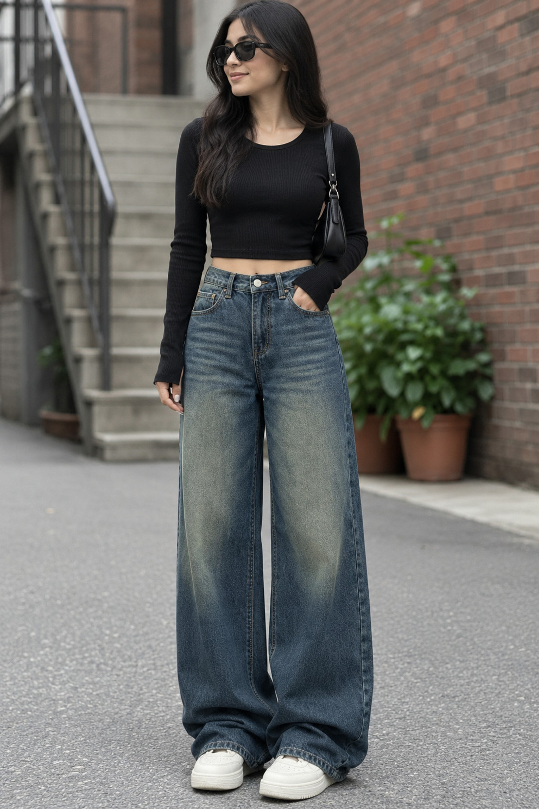 Women Baggy Fit High Rise Blue Jeans