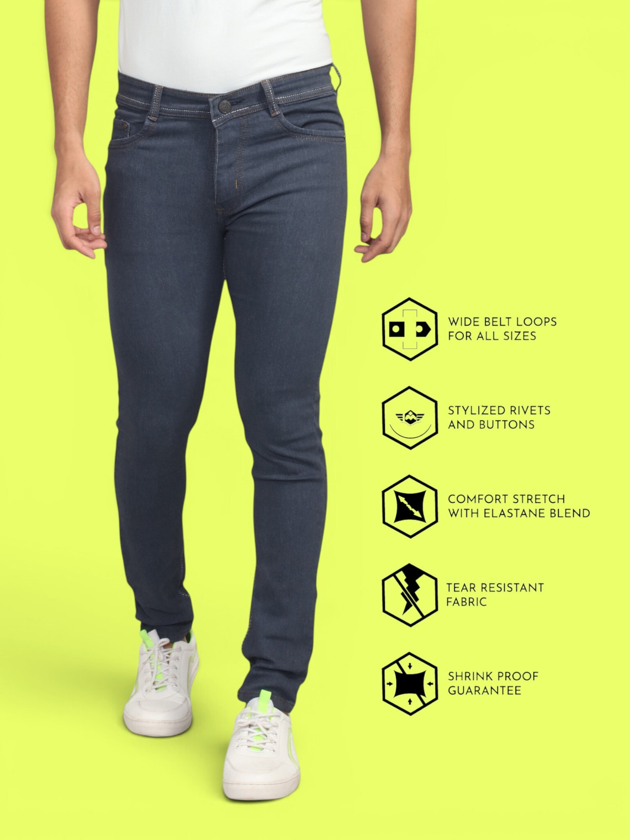 Men Slim Mid Rise Blue Jeans