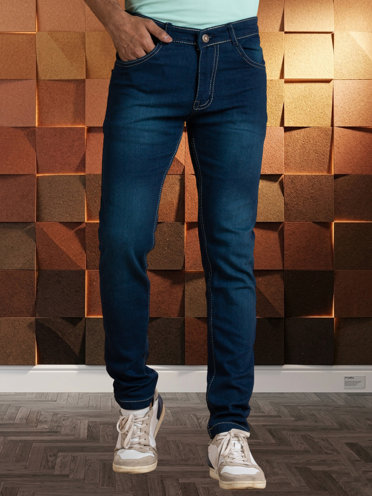 Men Slim Mid Rise Green Jeans