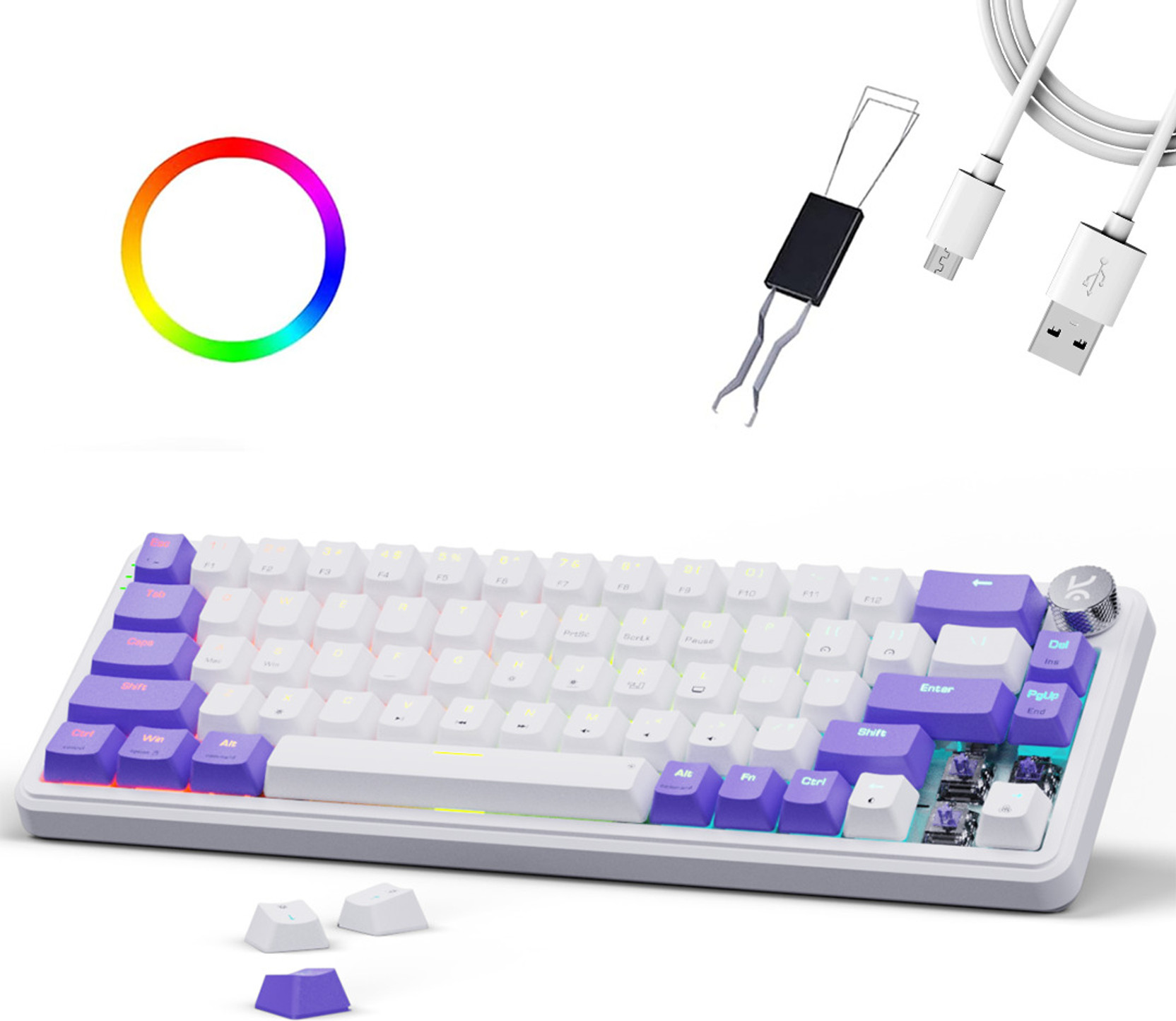 Kreo Hive 65 Wired USB Laptop-size Gaming Keyboard Compatible with Desktop, Laptop, Mac with 12-inch Tablet & Smartphone Slot, Backlit LED Illumination