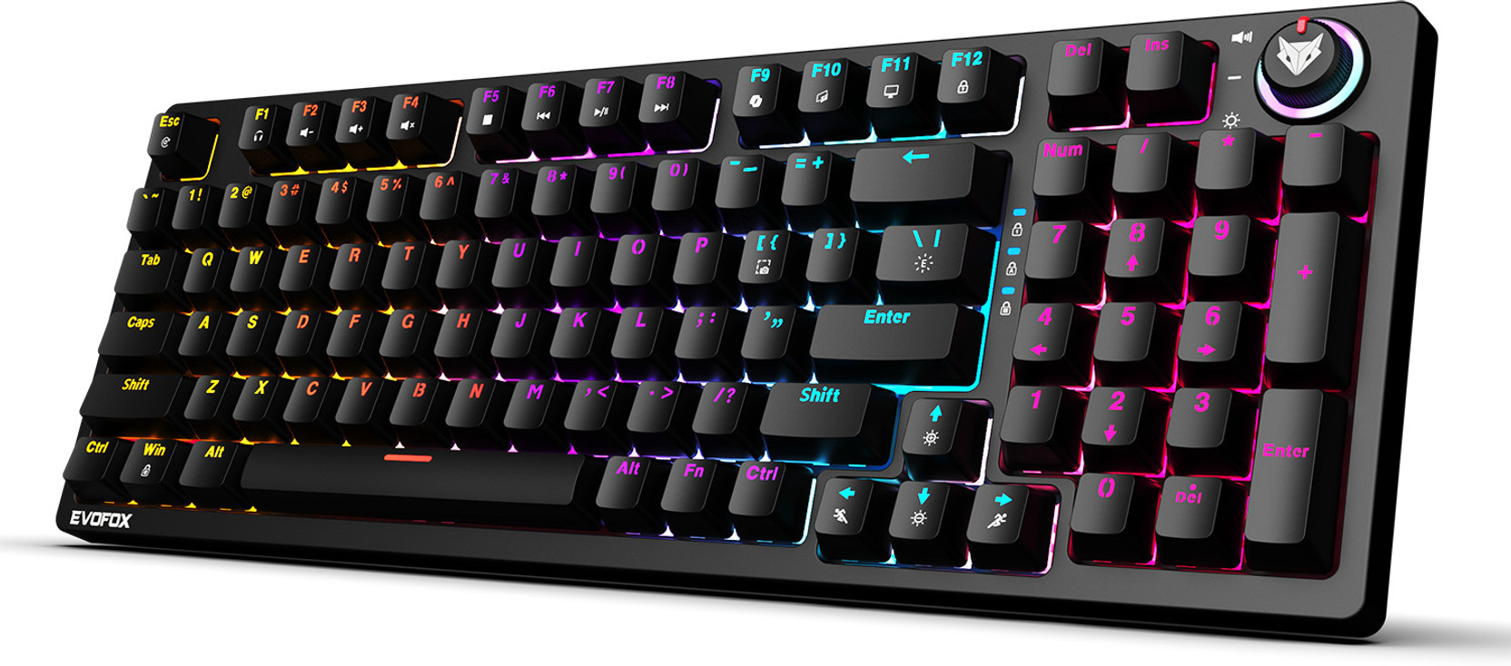EVOFOX Katana X2 Mechanical with Dynamic Backlighting, Volume Knob, Anti Ghosting Keys Wired USB Standard Gaming Keyboard Compatible with Desktop, Laptop with Multi-Key Anti-Ghosting