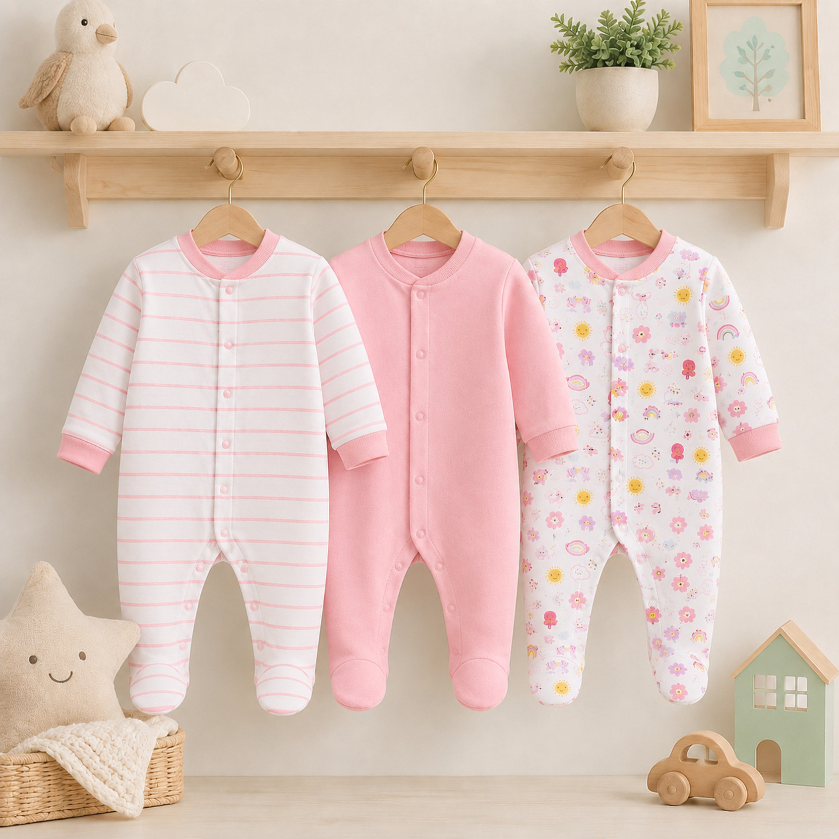 Romper For Baby Boys & Baby Girls Casual Printed, Striped Cotton Blend