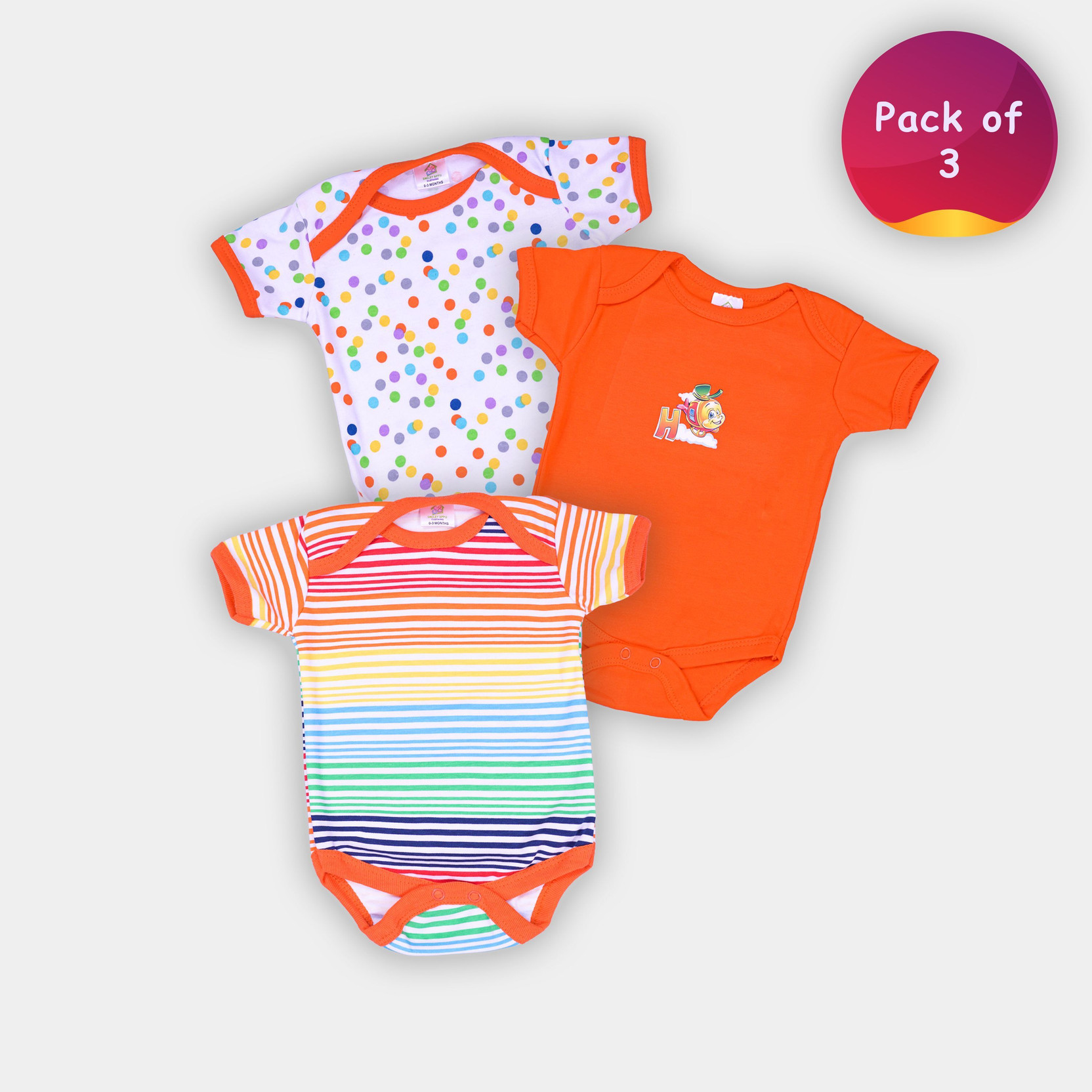 Romper For Baby Boys & Baby Girls Casual Striped, Printed Cotton Blend