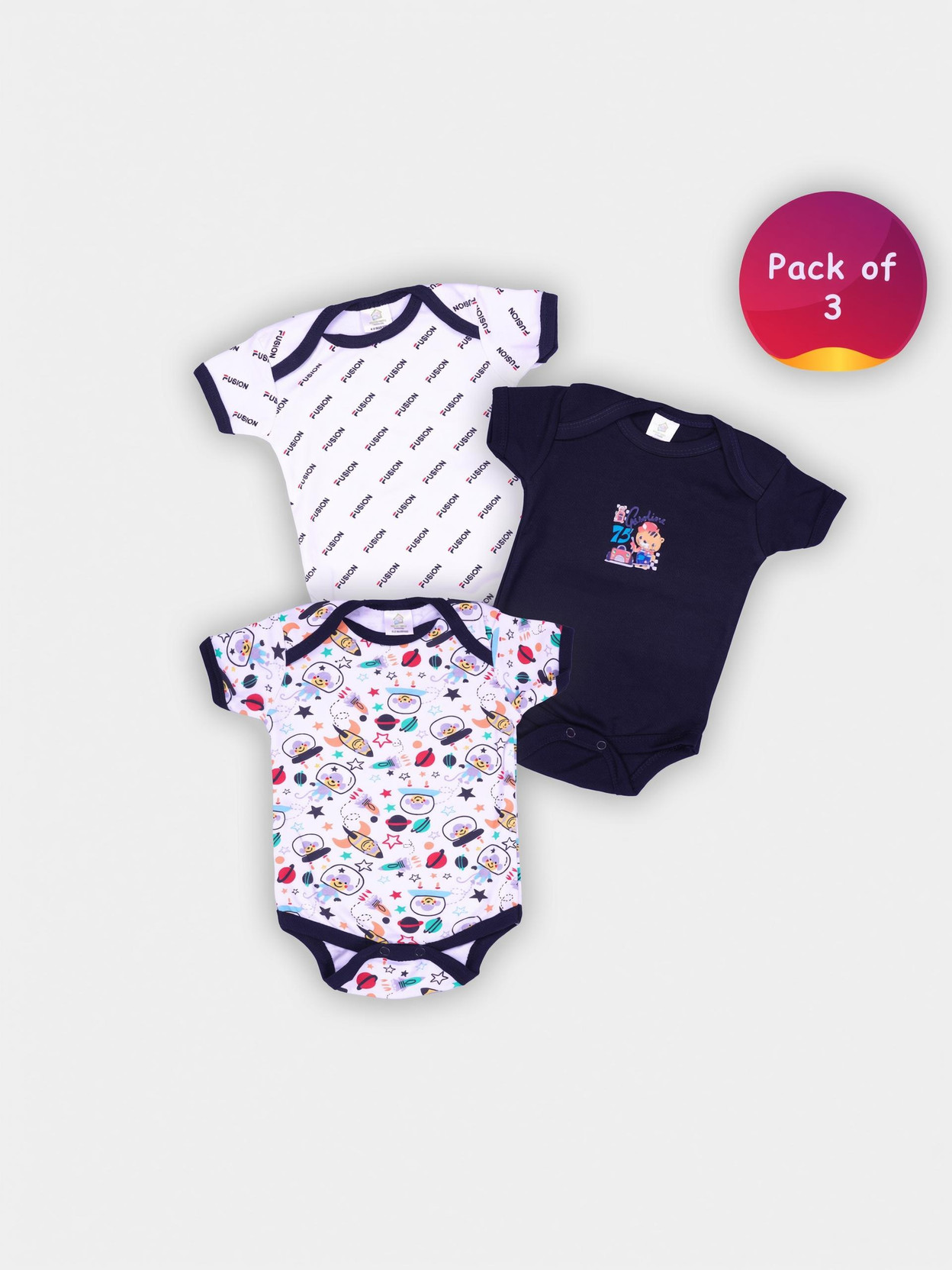 Romper For Baby Boys & Baby Girls Casual Striped, Printed Cotton Blend