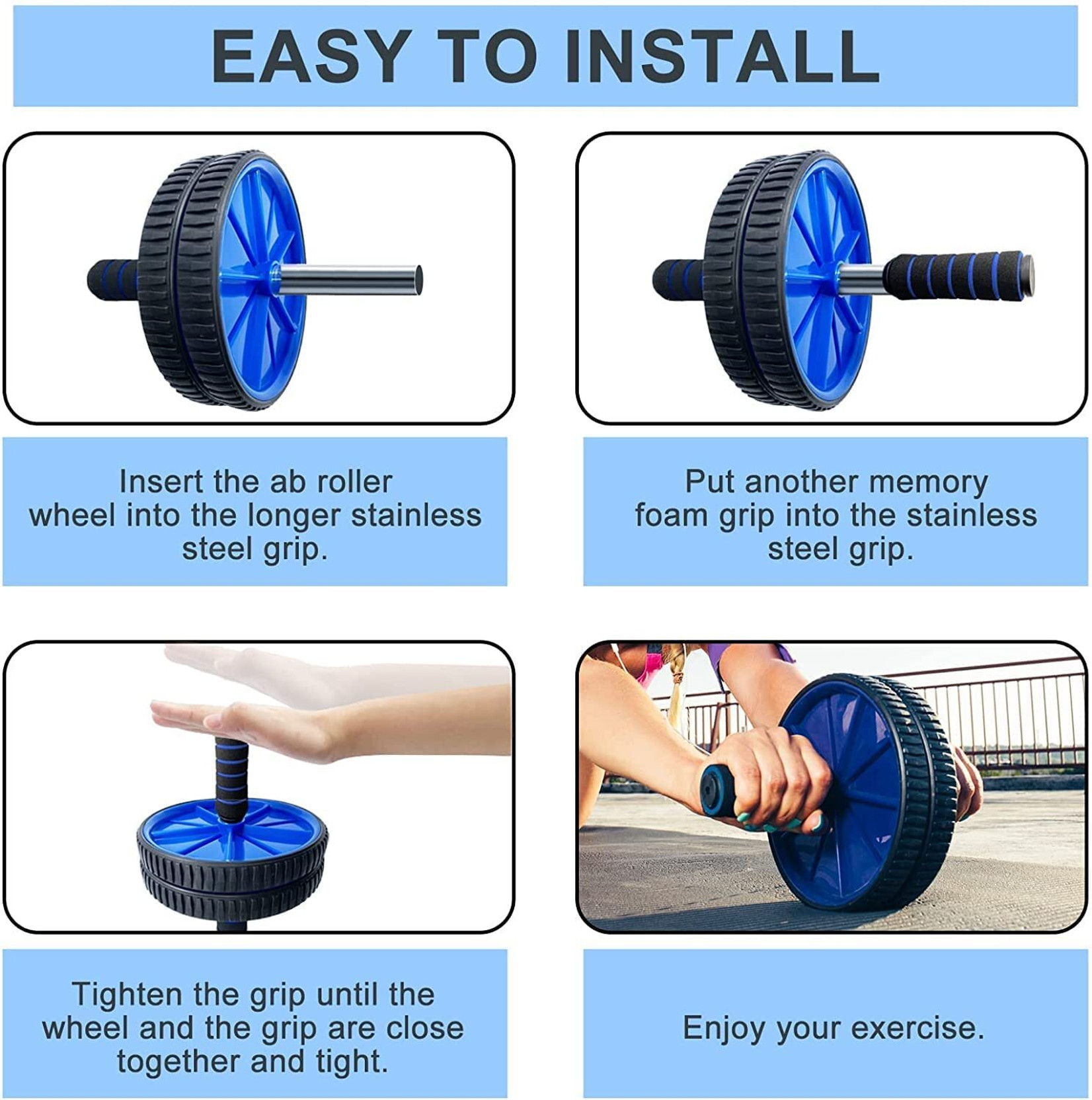 PRODEALS Ab Wheel Roller with Knee Mat for Abdominal Core Fitness, Workout Abs Exercise Ab Exerciser