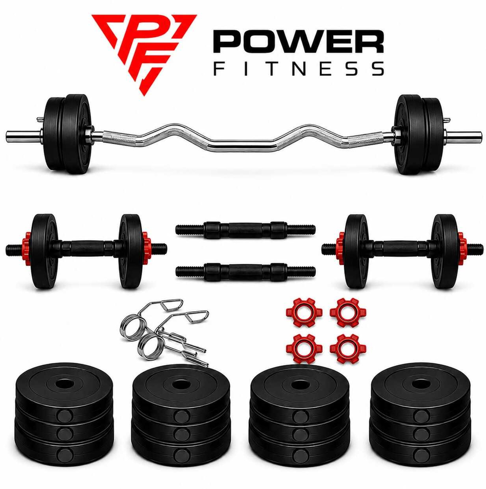 POWER FITNESS 10KG-2.5X4-3FT CURL-14INCH DUMBELL ROD Fitness Accessory Kit Fitness Accessory Kit Kit