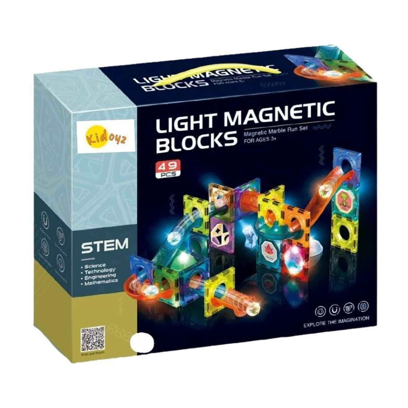 Kidoyz 49 Piece Light Magnetic Blocks, Magic Building Blocks for Kids 3D STEM Toys