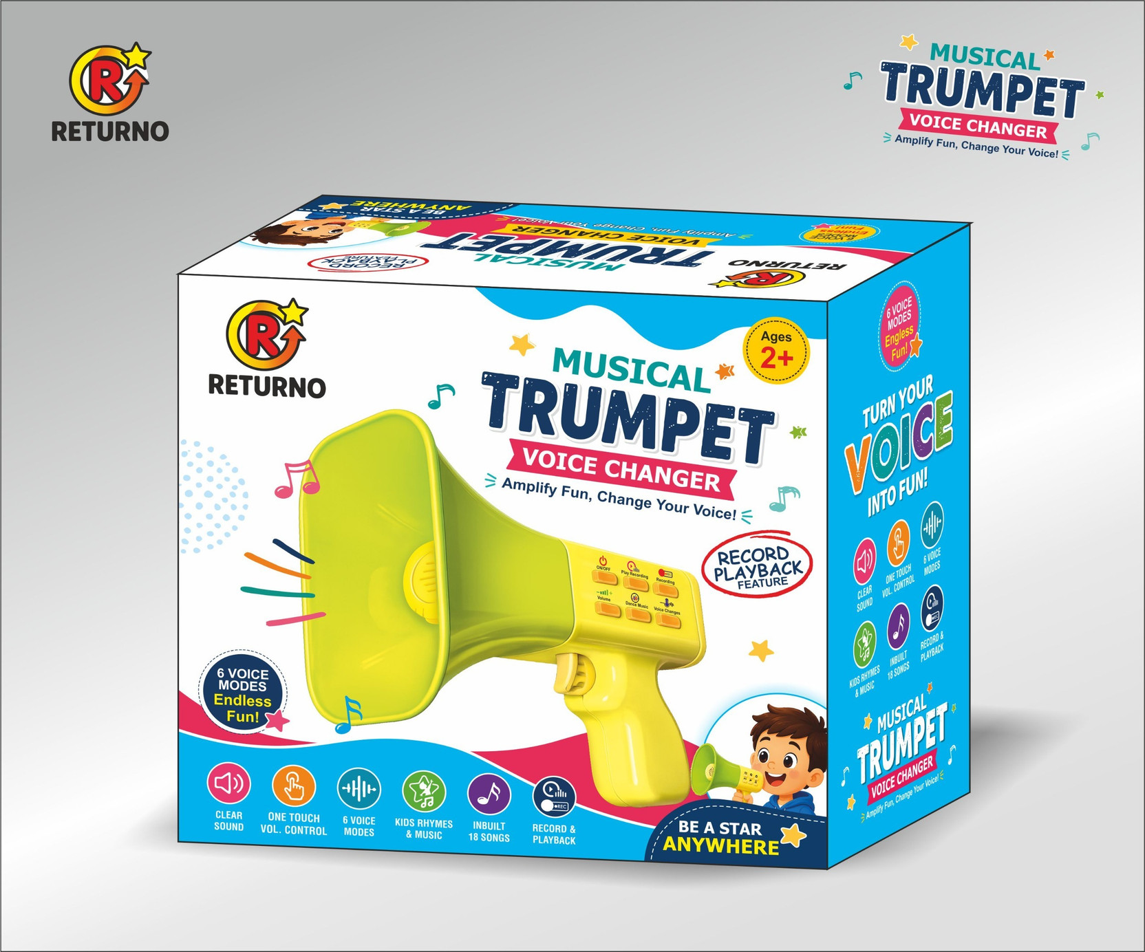 Returno Musical Trumpet Voice Changer Megaphone Toy for Kids (Age...more