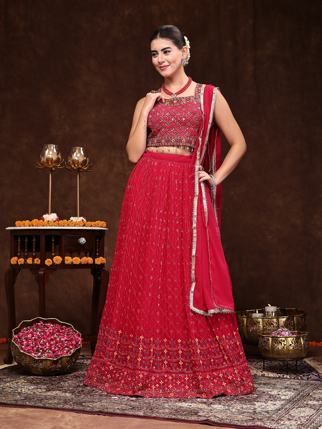 Embroidered Stitched Lehenga Choli