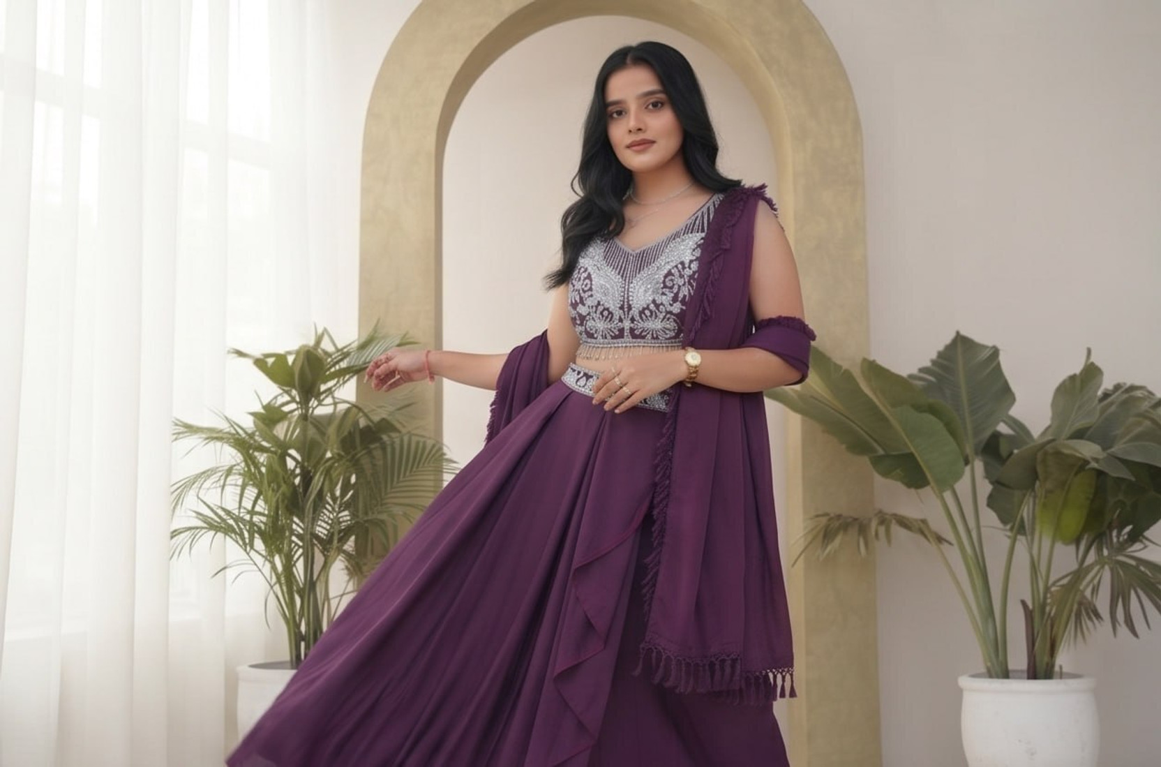 Embroidered Stitched Lehenga Choli