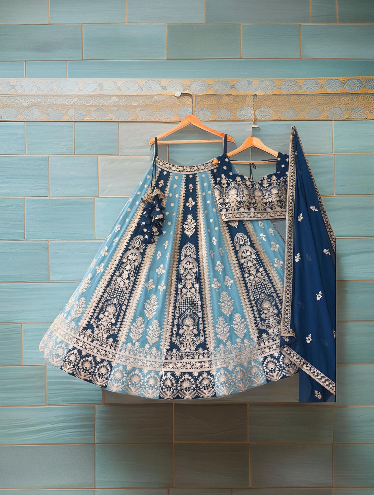 Embroidered Semi Stitched Lehenga Choli