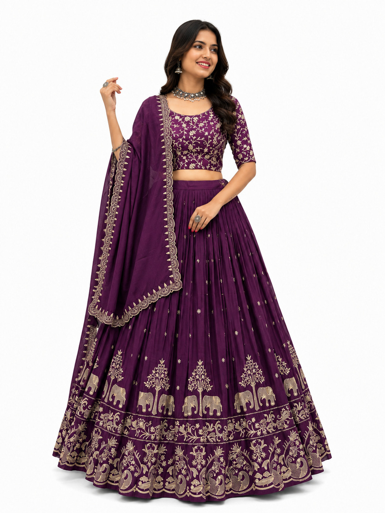 Embroidered Semi Stitched Lehenga Choli