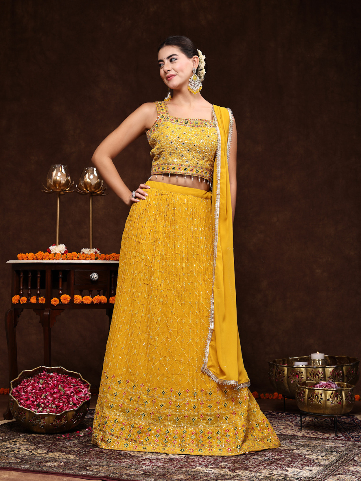 Embroidered Stitched Lehenga Choli