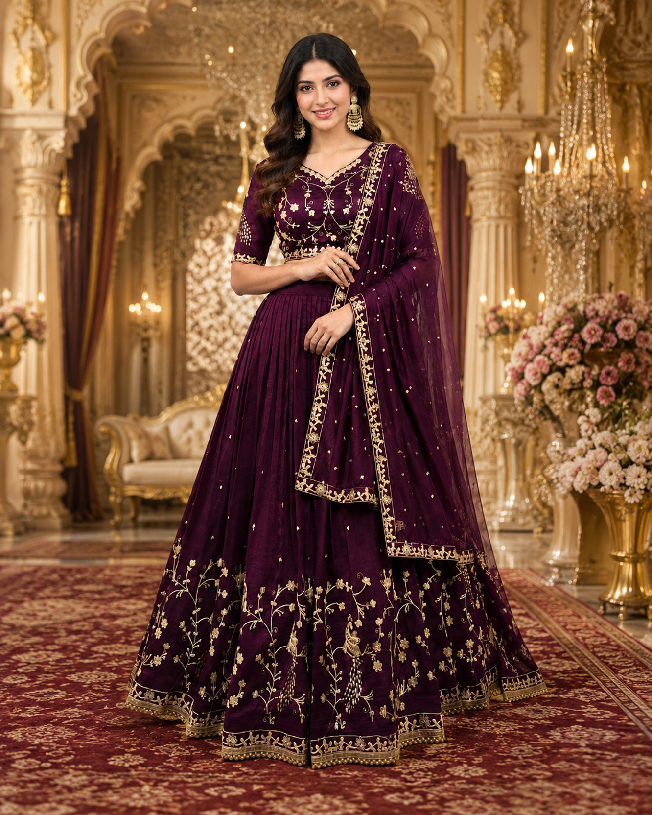 Embroidered Semi Stitched Lehenga Choli