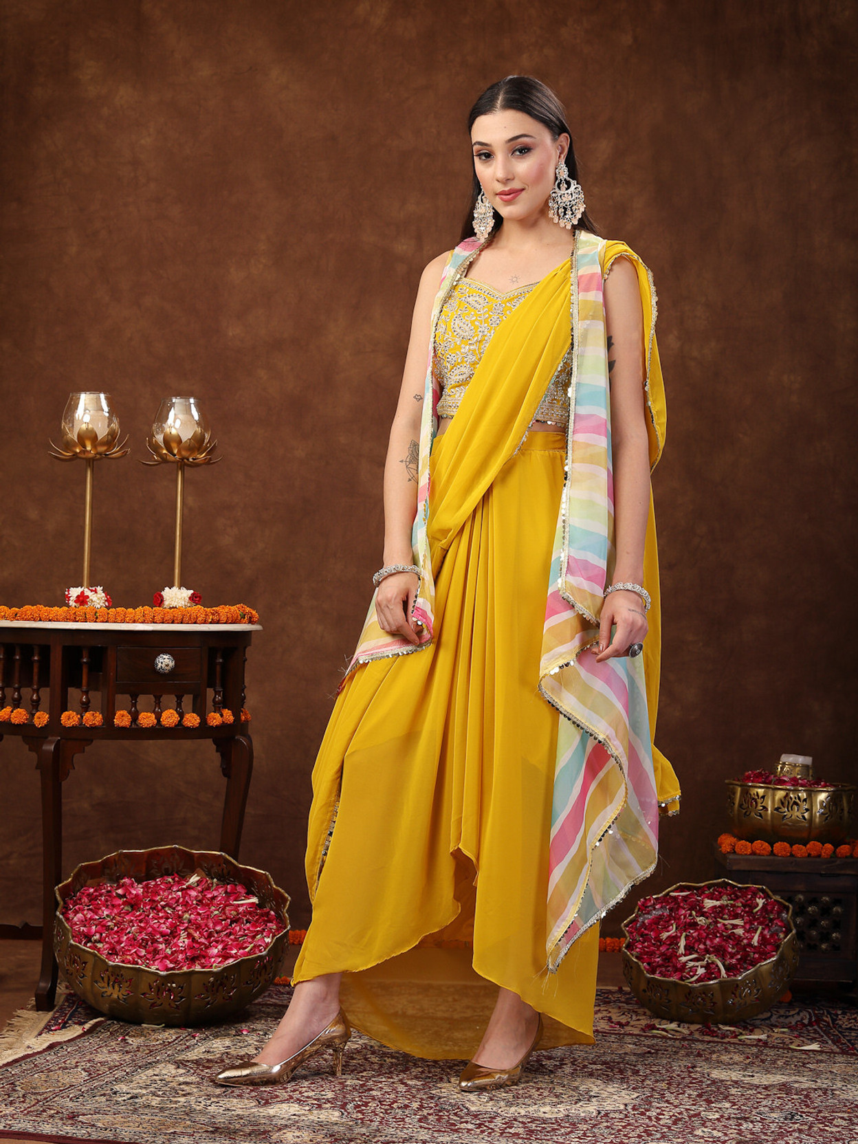 Embroidered Stitched Lehenga Choli
