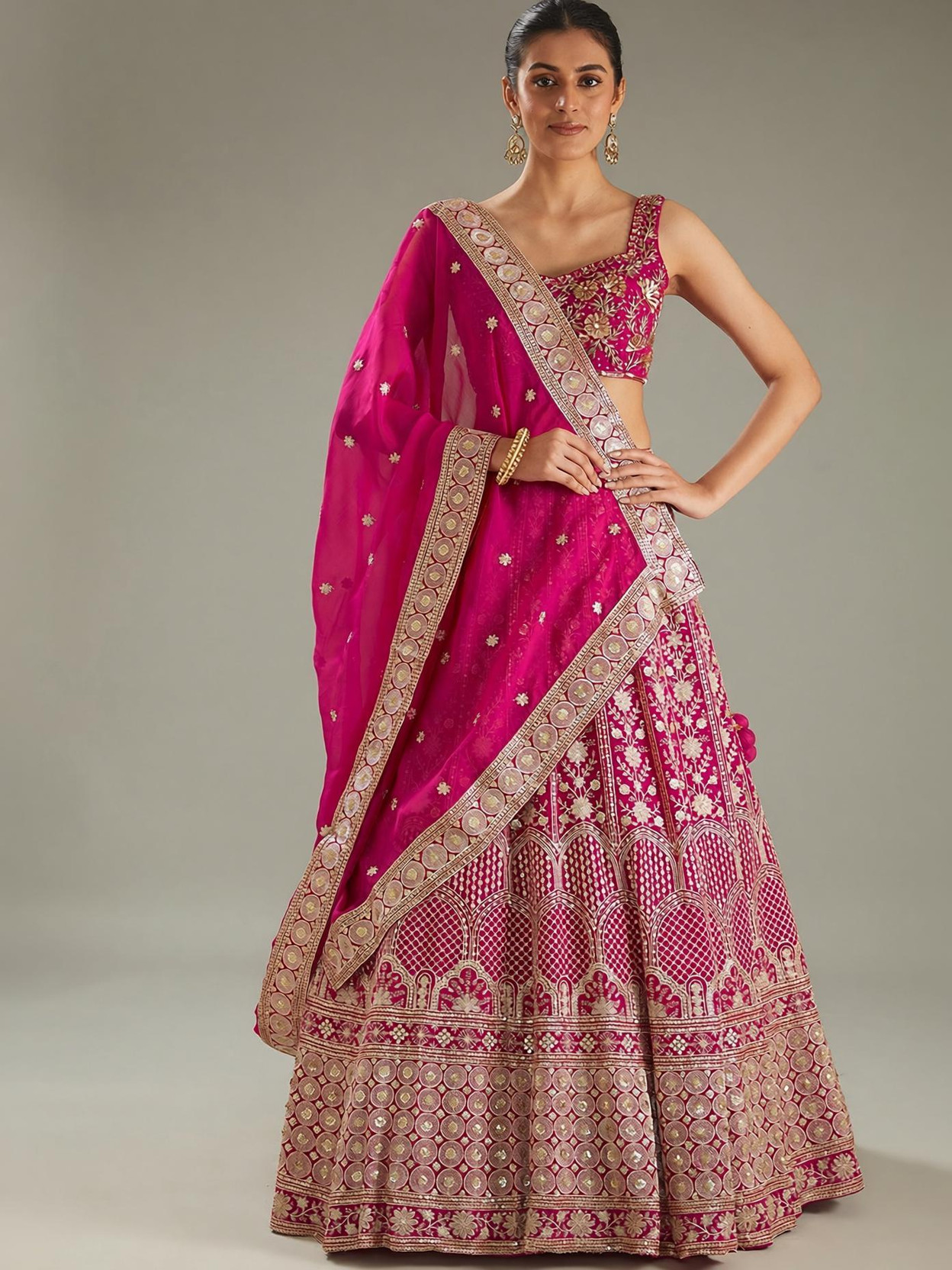 Embroidered Semi Stitched Lehenga Choli
