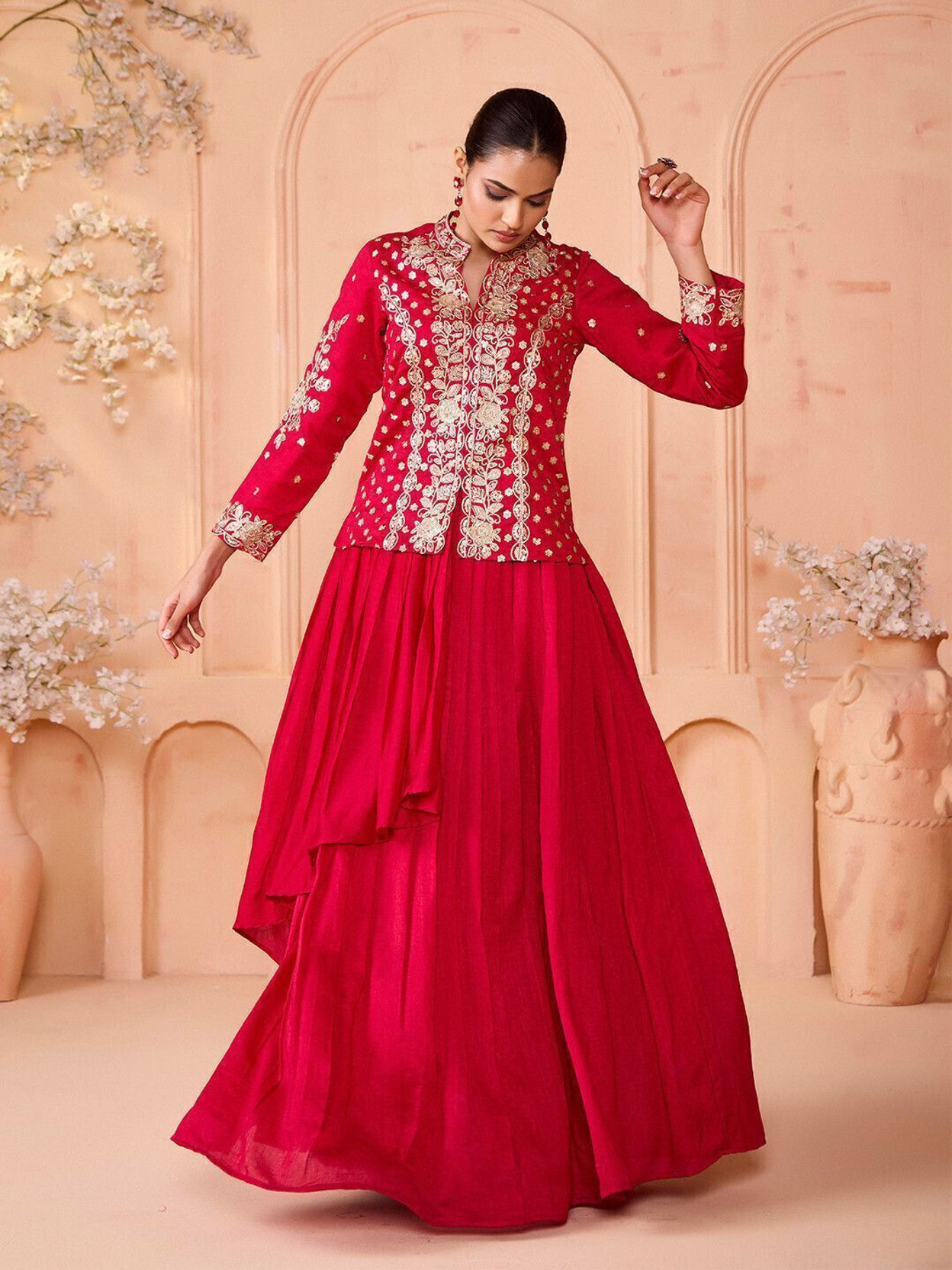 Embroidered Stitched Lehenga with Jacket