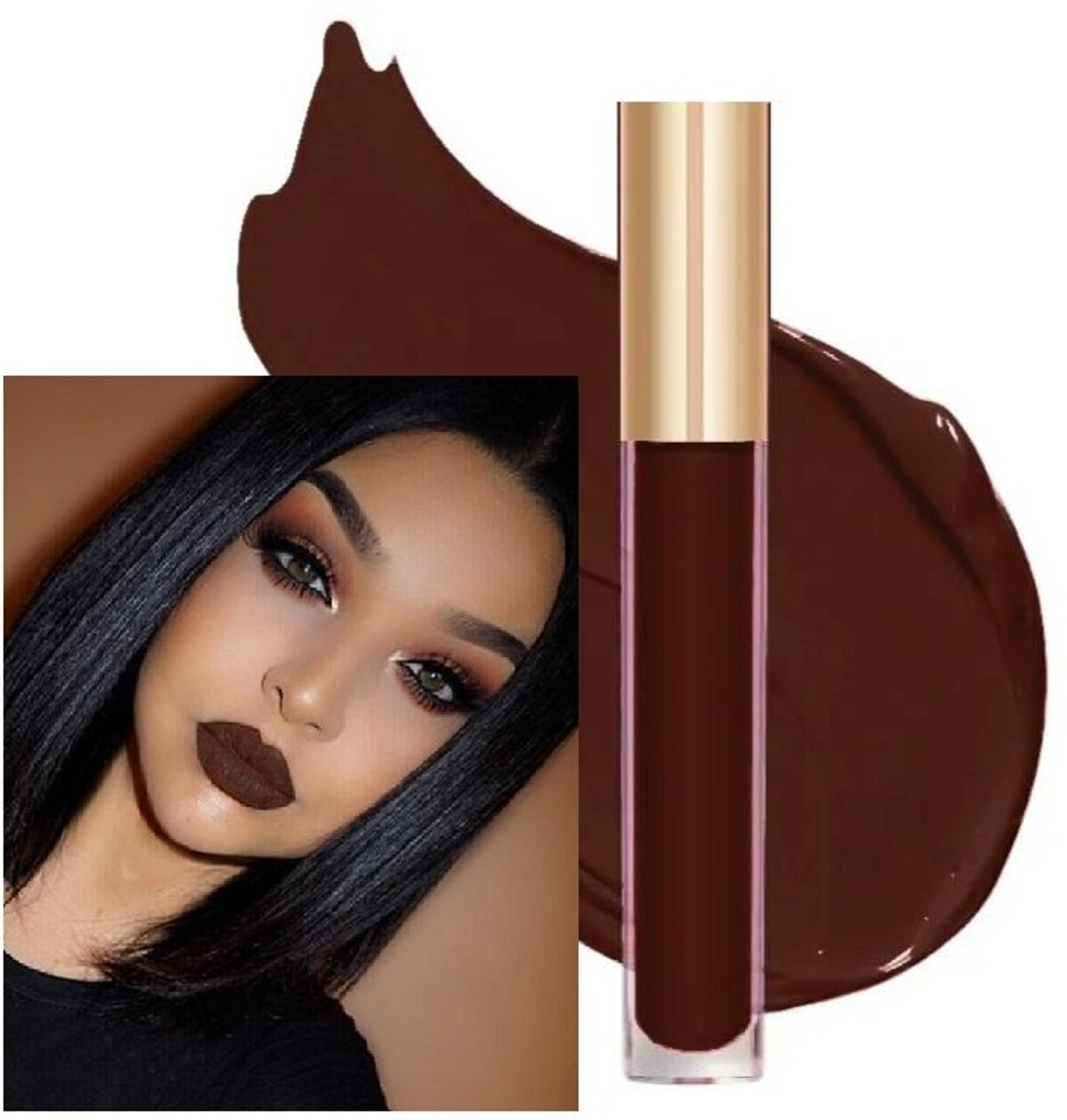 tanvi27 Waterproof & Non-Transfer Velvet Matte Finish Liquid Deep Brown Lipstick