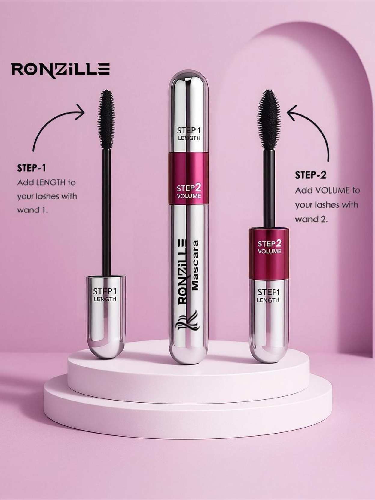 RONZILLE 2-in-1 Mascara for Women Volumizing and Lengthening Mascara | Long Lasting 15 ml