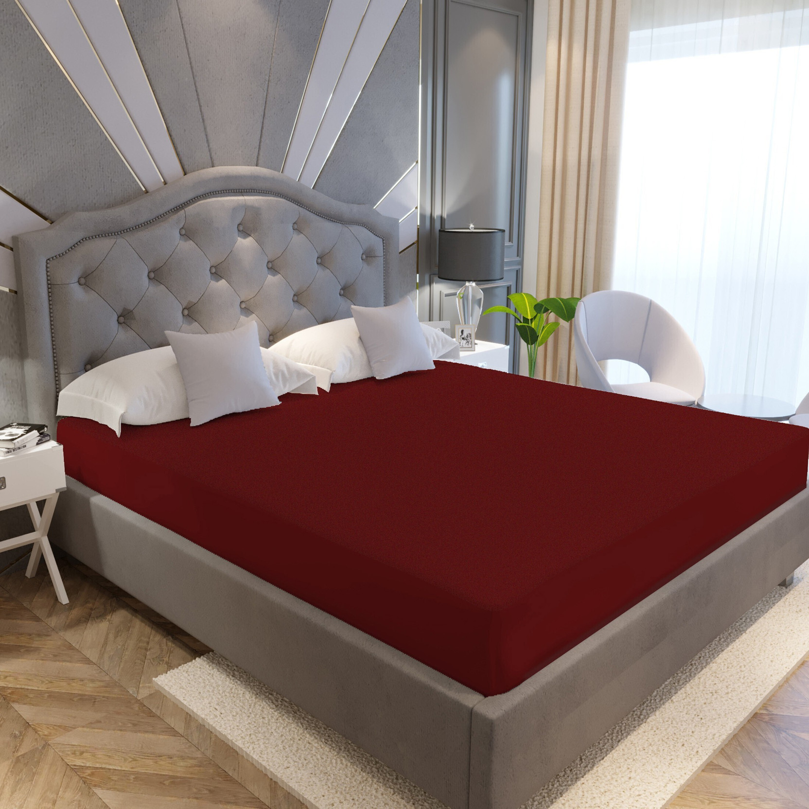 LA VERNE King Size Fitted Terry Cotton Breathable, Stretchable, Waterproof Mattress Cover