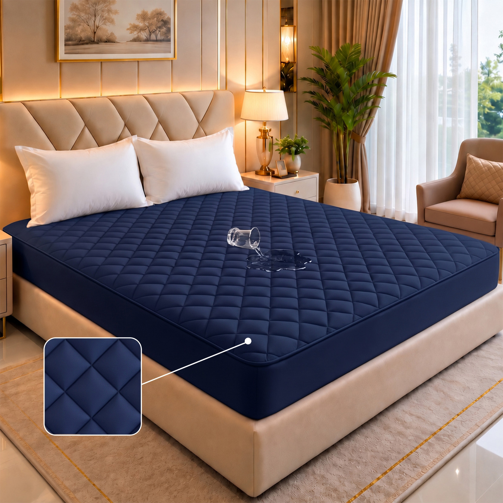 Dream Care King Size Fitted Cotton Breathable, Stretchable, Waterproof Mattress Cover