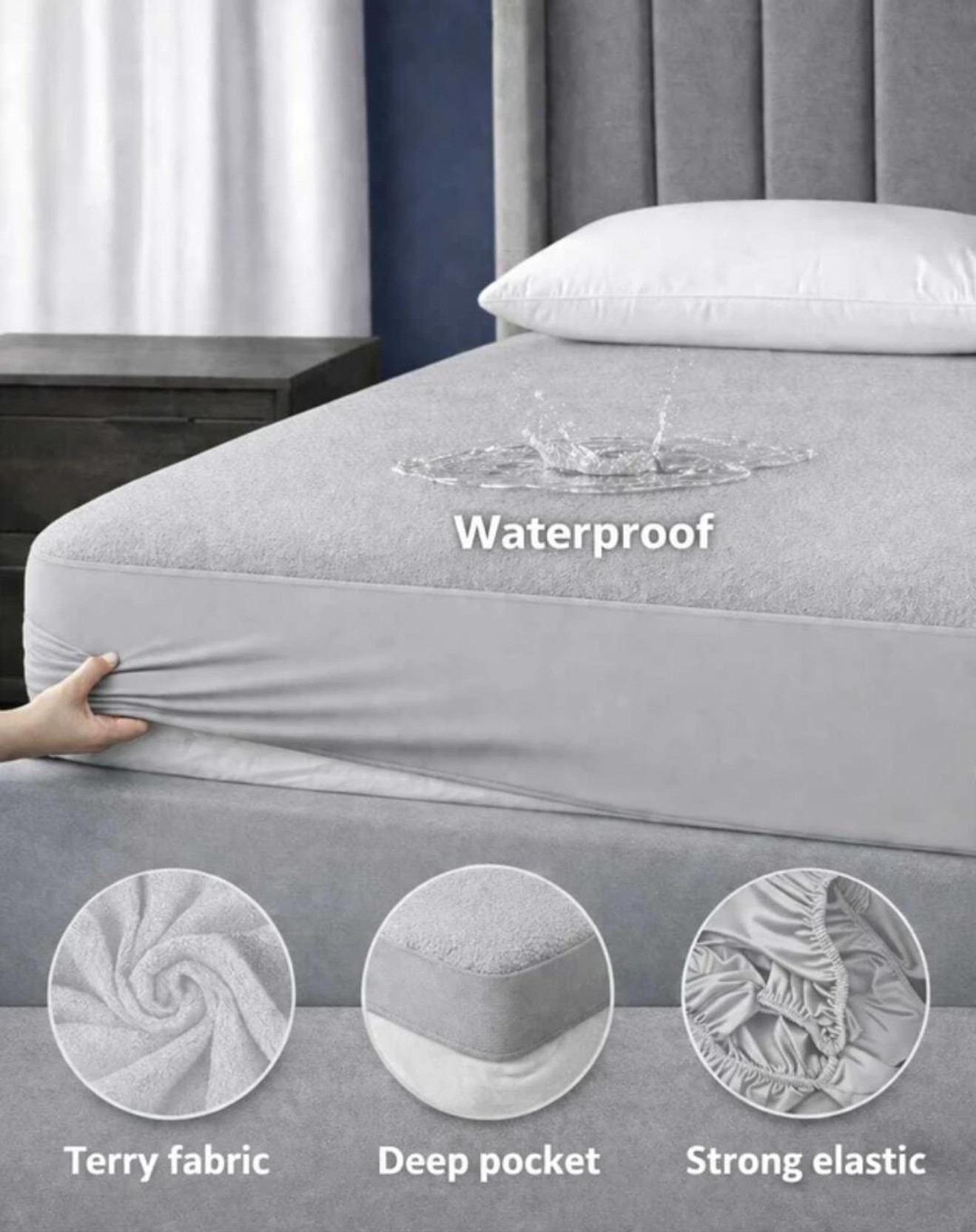 Piyora King Size Fitted Terry Cotton Waterproof Mattress Cover